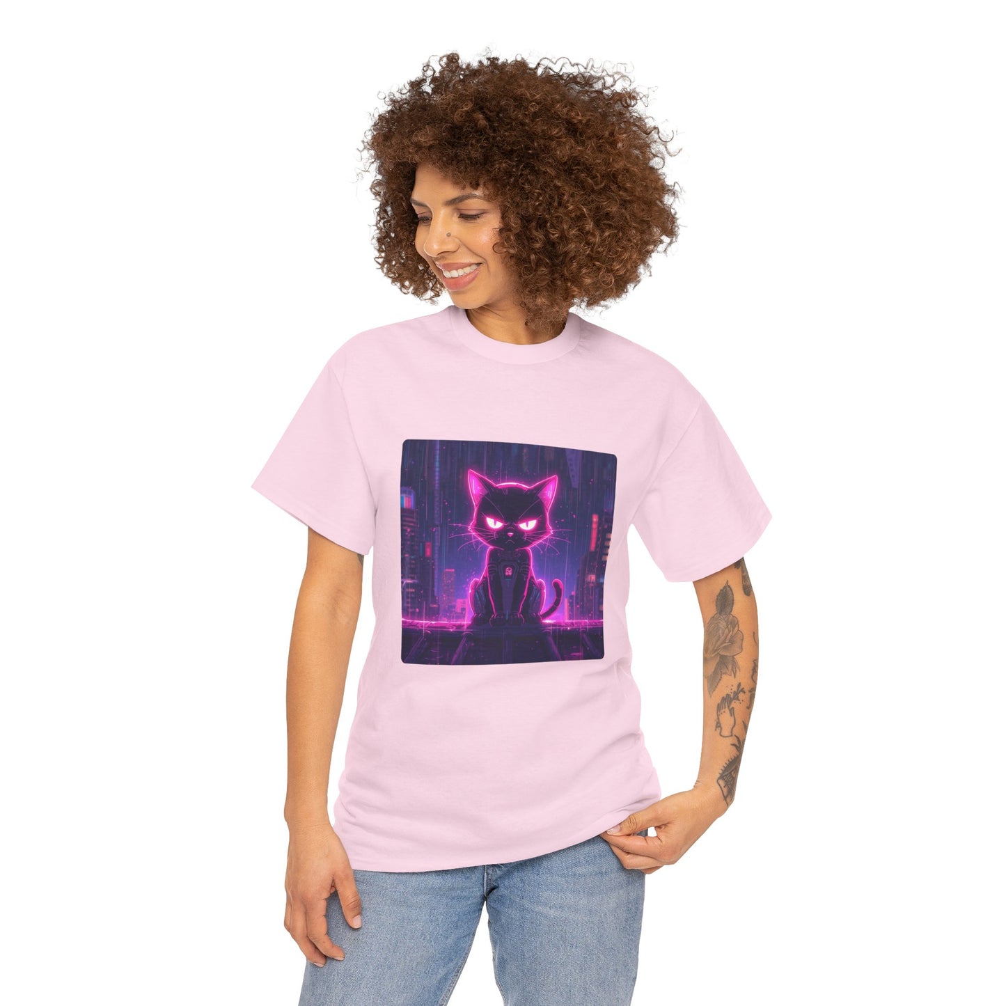 Cyberpunk Katze Neon T Shirt Futuristisches Streetwear Design Unisex Shirt Gamer Geschenk