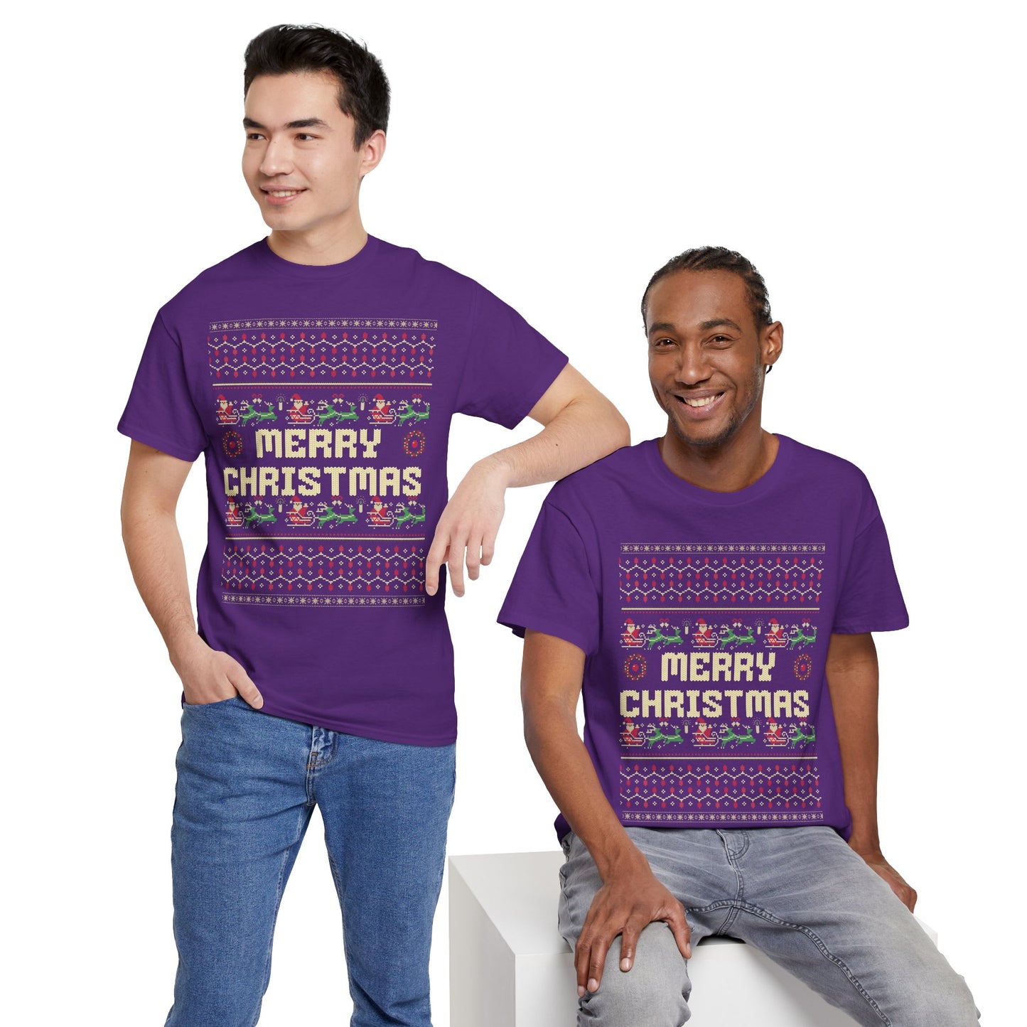 Pixel Christmas Shirt Merry Christmas Retro Xmas TShirt Unisex Festive Holiday Cotton Tee