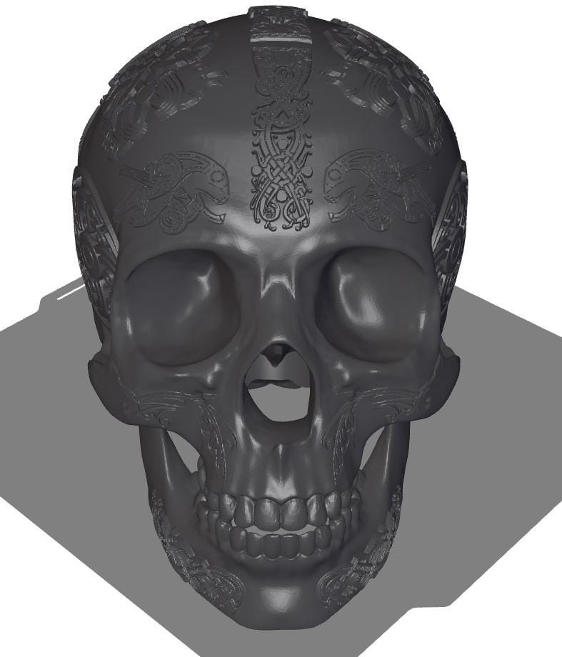 Ornate Skull Helmet and Gear Stand STL – 3D Printable Display for Military, Cosplay, Airsoft & Paintball