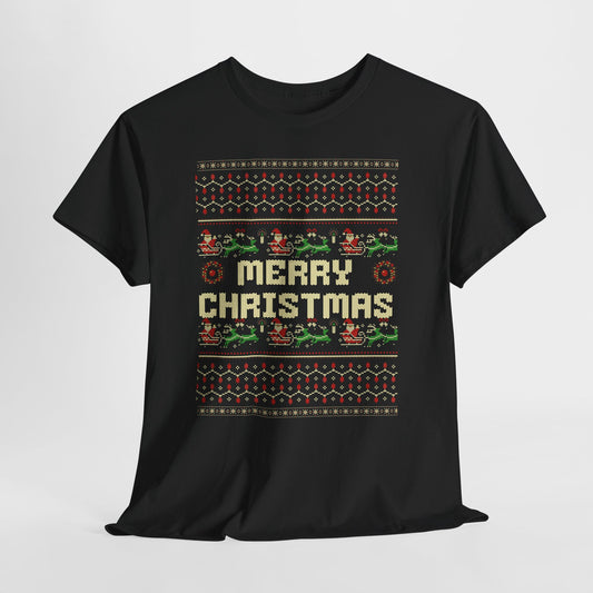Pixel Christmas Shirt Merry Christmas Retro Xmas TShirt Unisex Festive Holiday Cotton Tee