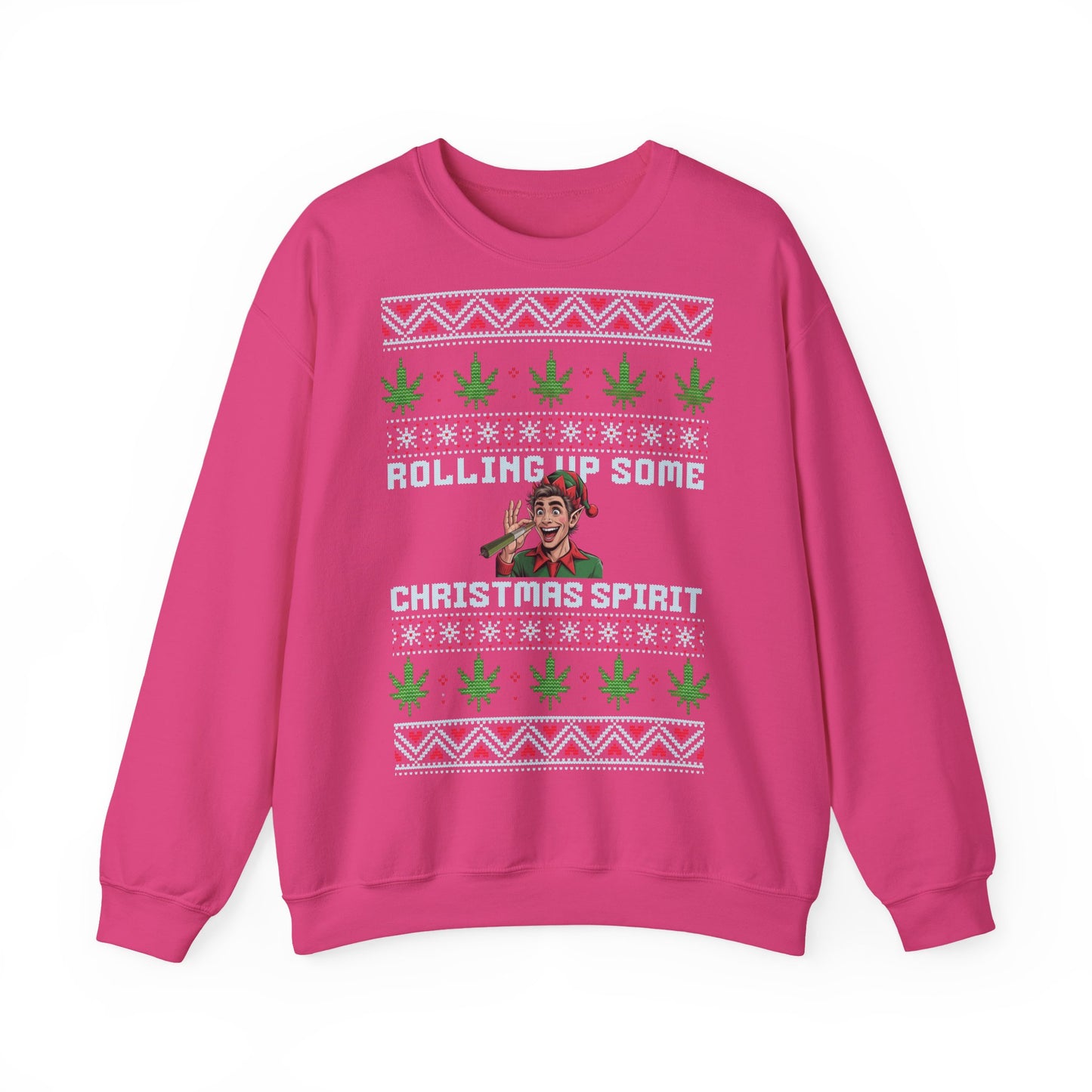 Rolling Up Some Christmas Spirit Sweater Funny Xmas Cannabis Ugly Sweater Style Unisex