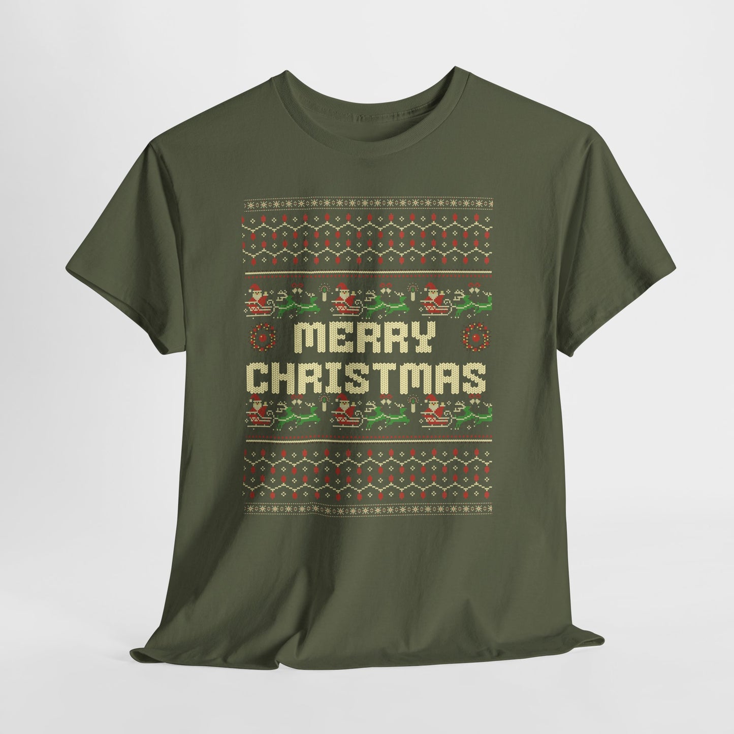 Pixel Christmas Shirt Merry Christmas Retro Xmas TShirt Unisex Festive Holiday Cotton Tee
