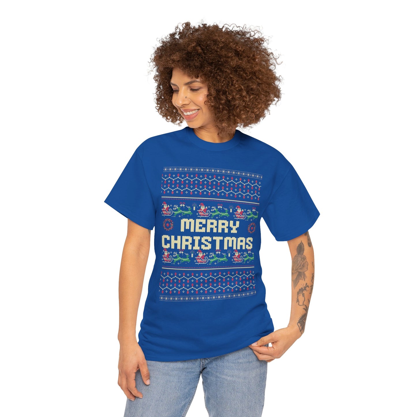 Pixel Christmas Shirt Merry Christmas Retro Xmas TShirt Unisex Festive Holiday Cotton Tee