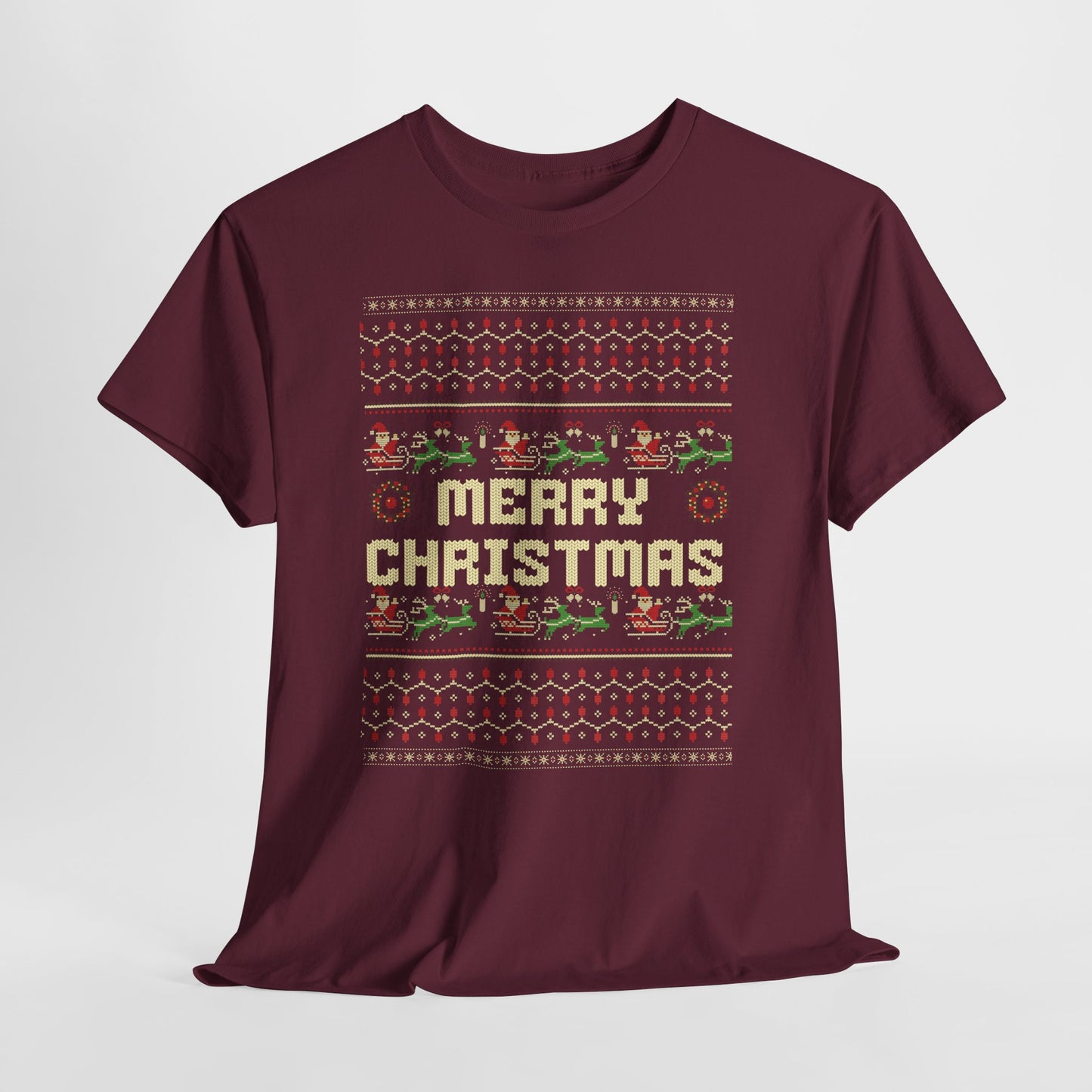 Pixel Christmas Shirt Merry Christmas Retro Xmas TShirt Unisex Festive Holiday Cotton Tee