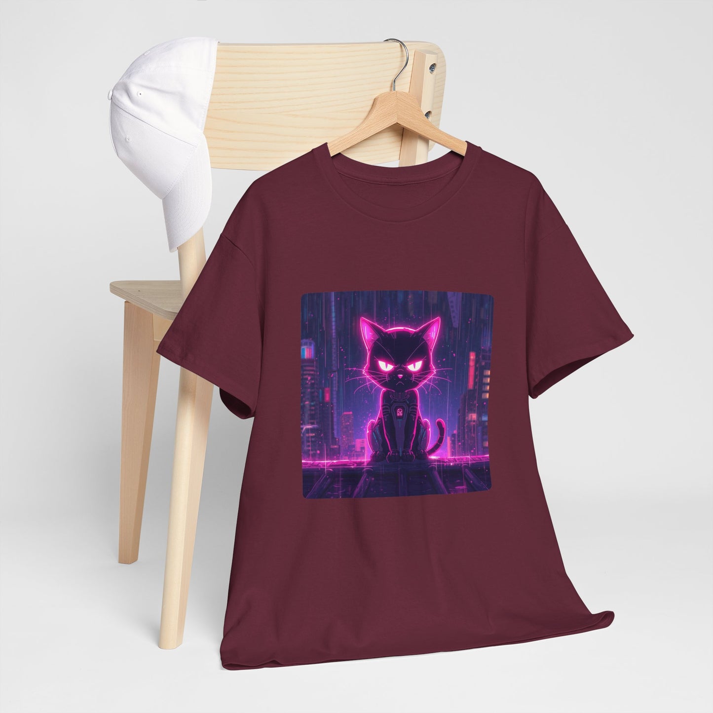 Cyberpunk Katze Neon T Shirt Futuristisches Streetwear Design Unisex Shirt Gamer Geschenk