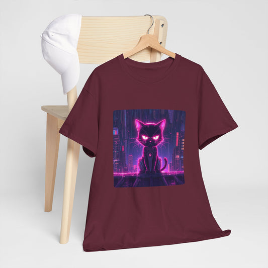 Cyberpunk Katze Neon T Shirt Futuristisches Streetwear Design Unisex Shirt Gamer Geschenk