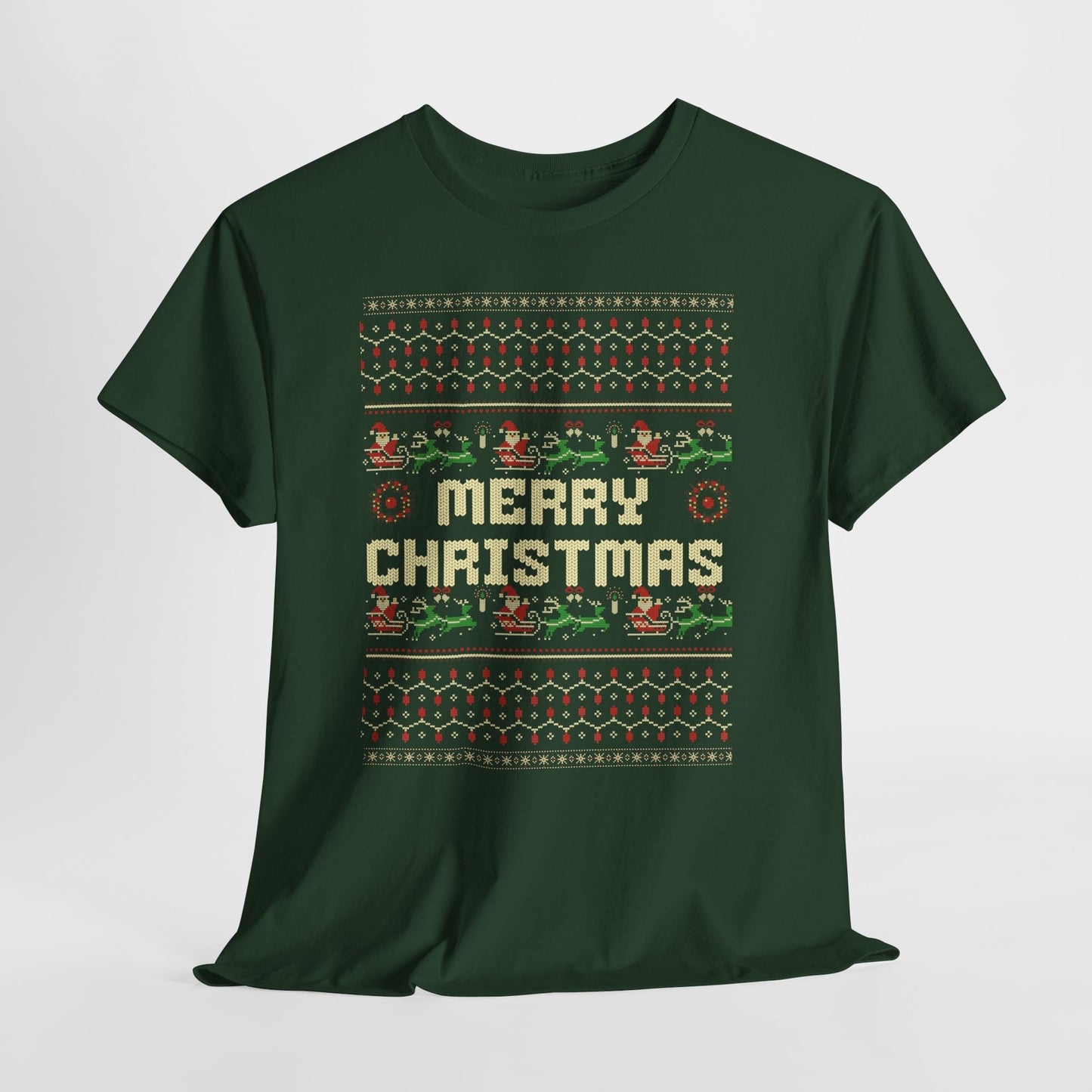 Pixel Christmas Shirt Merry Christmas Retro Xmas TShirt Unisex Festive Holiday Cotton Tee