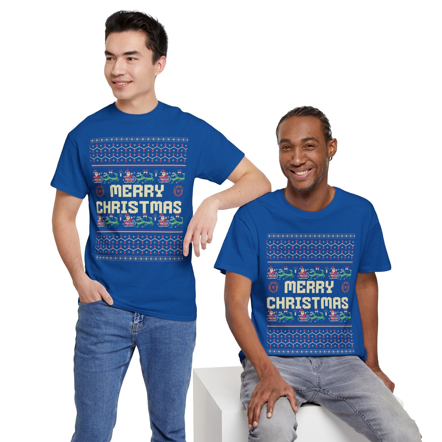 Pixel Christmas Shirt Merry Christmas Retro Xmas TShirt Unisex Festive Holiday Cotton Tee