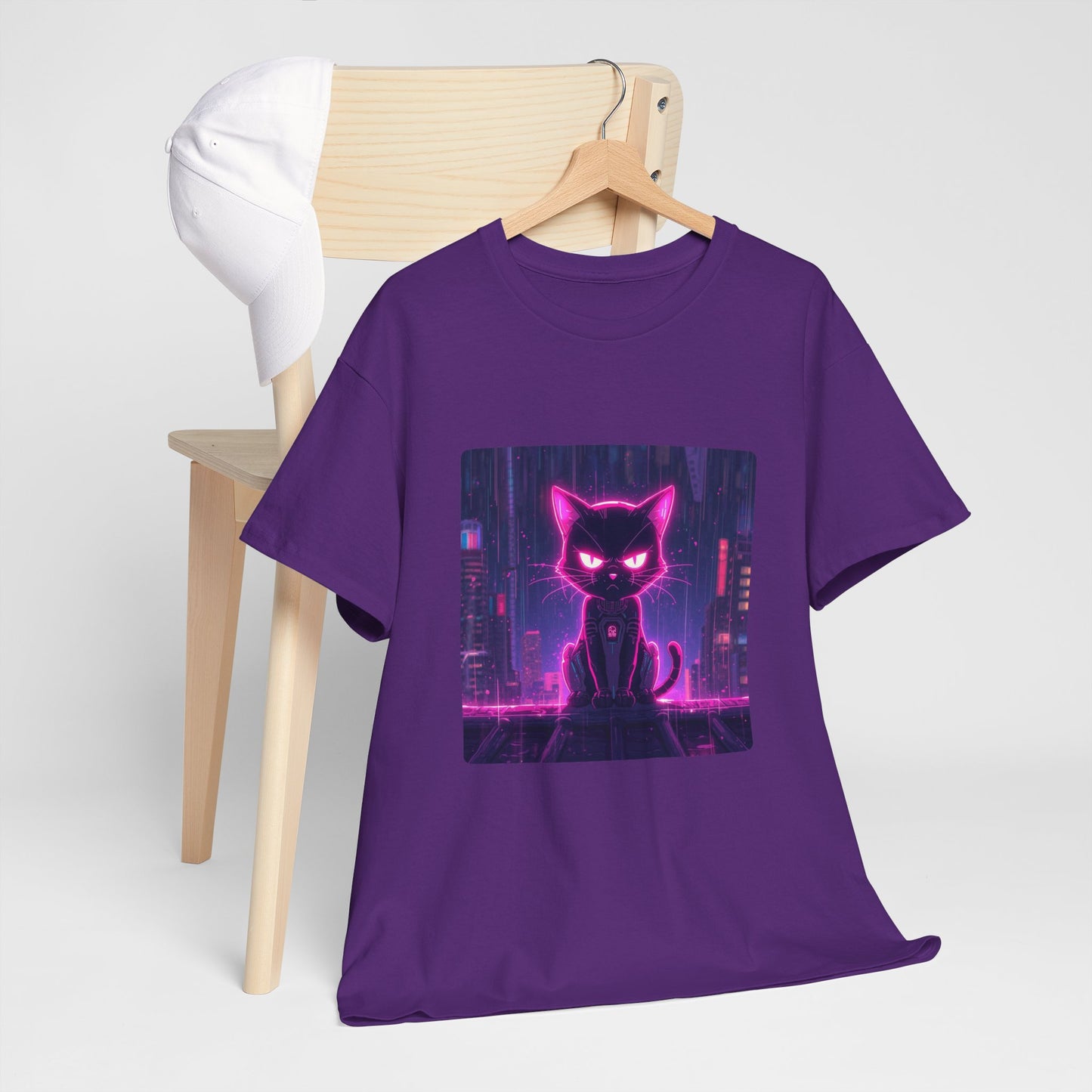 Cyberpunk Katze Neon T Shirt Futuristisches Streetwear Design Unisex Shirt Gamer Geschenk