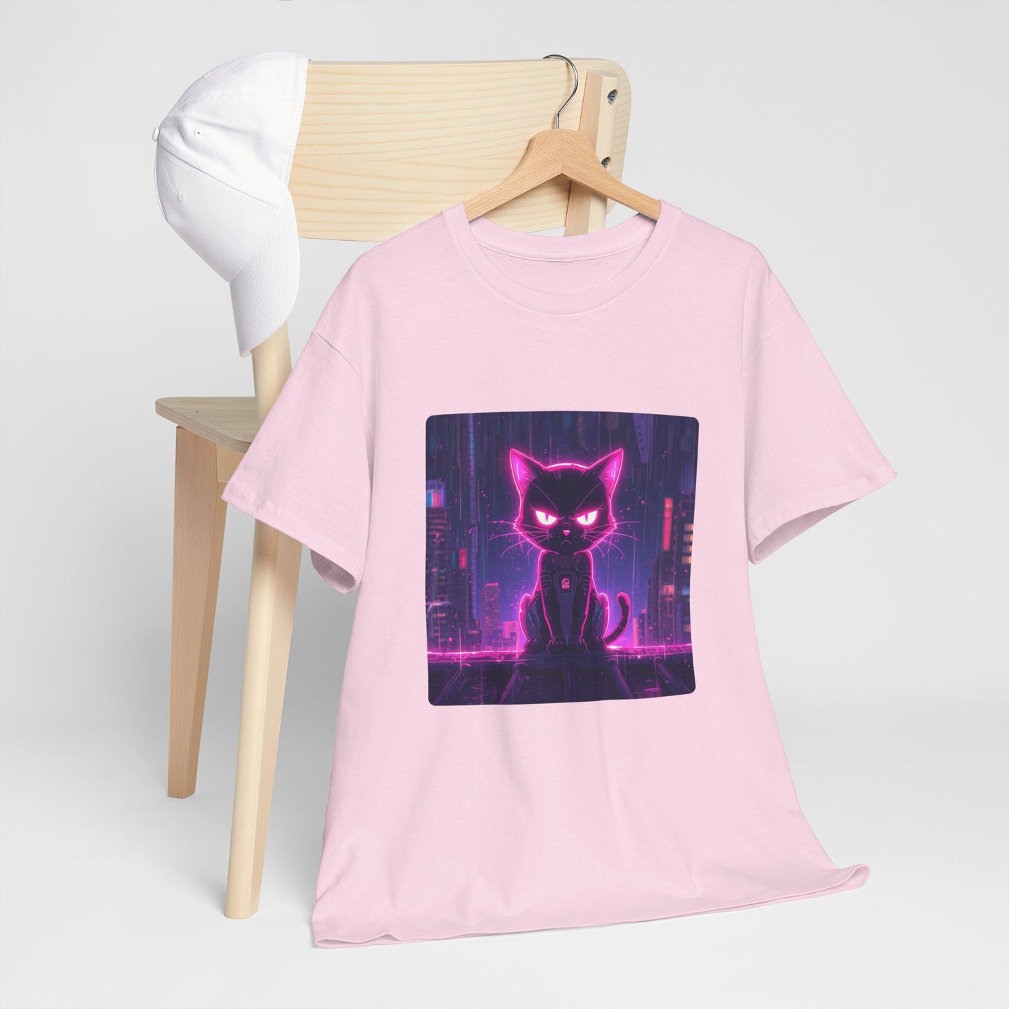 Cyberpunk Katze Neon T Shirt Futuristisches Streetwear Design Unisex Shirt Gamer Geschenk