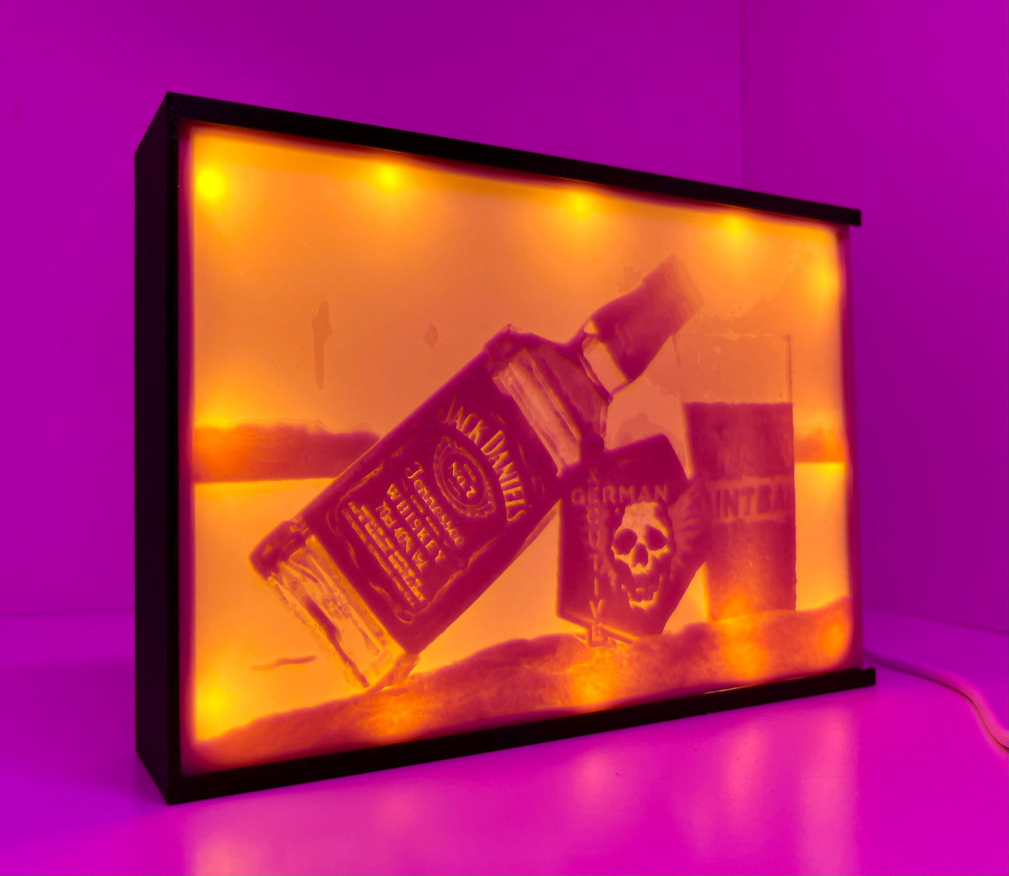 3D Printed Lithophane Lamp with LED & USB Cable - Customizable Photo Light, Unique Home Decor or Gift