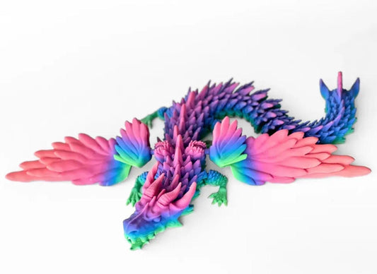 Flexi Dragon STL File - 3D Printable Articulated Dragon with Movable Jaw and Wings