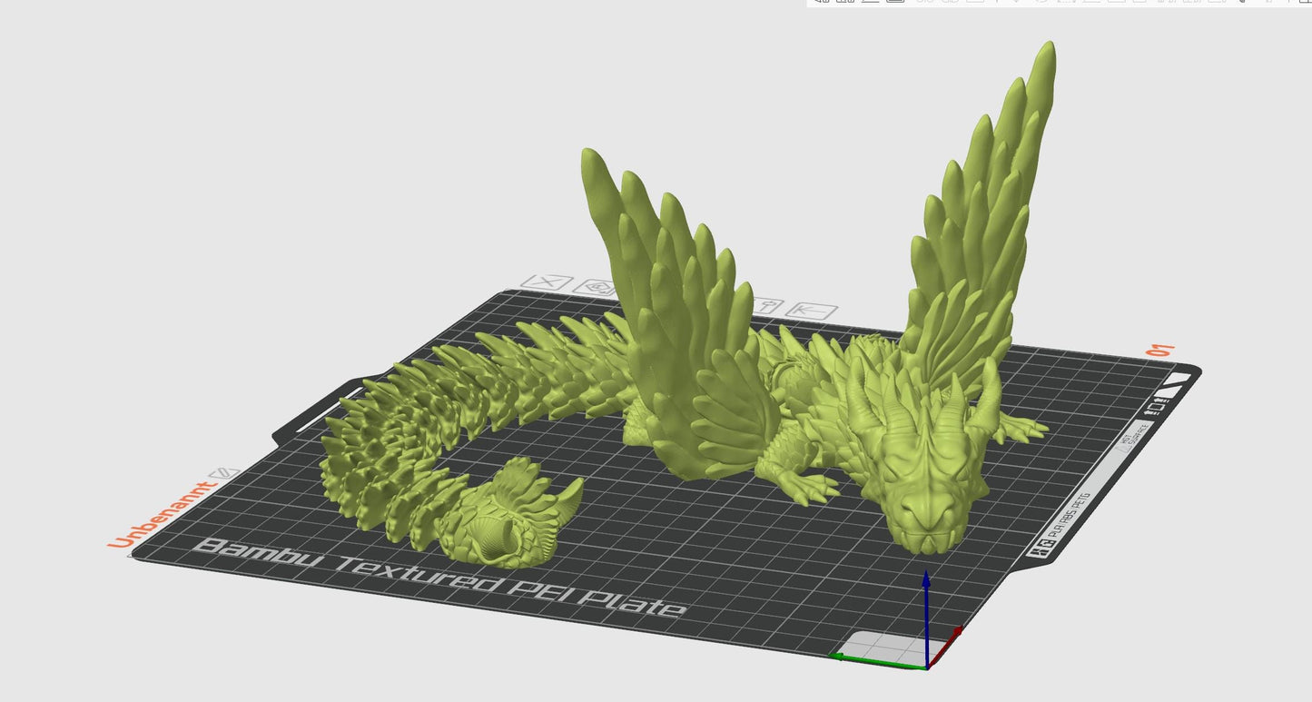 Articulated Flexi Dragon STL – Beweglicher Drache mit Kiefer & Flügeln