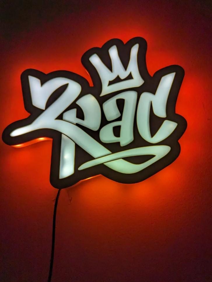 2Pac Rapper Wall Lamp STL – DIY 3D Printable LED Light with Multiple Versions