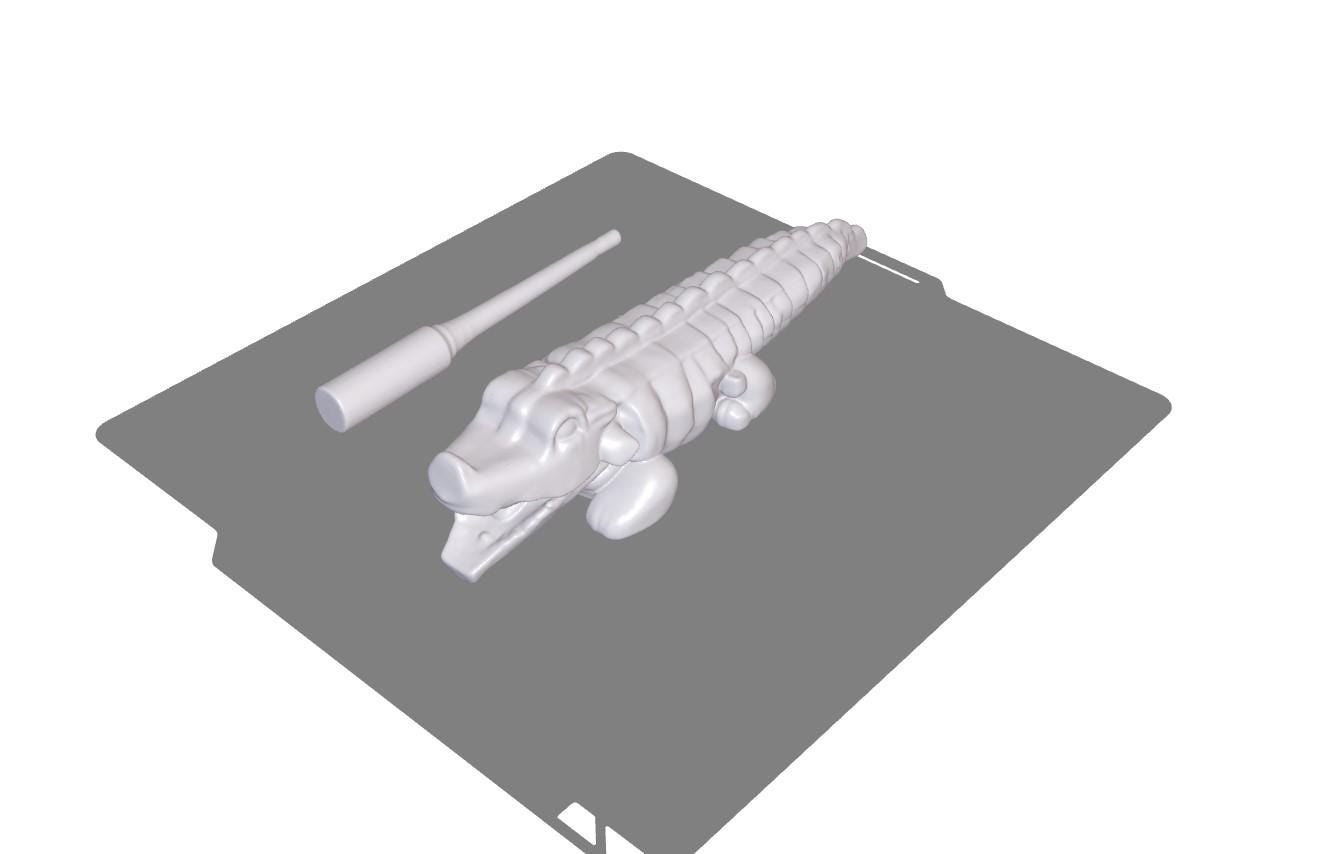 3D Printable Crocodile Guiro STL – Percussion Sound Instrument with Stick