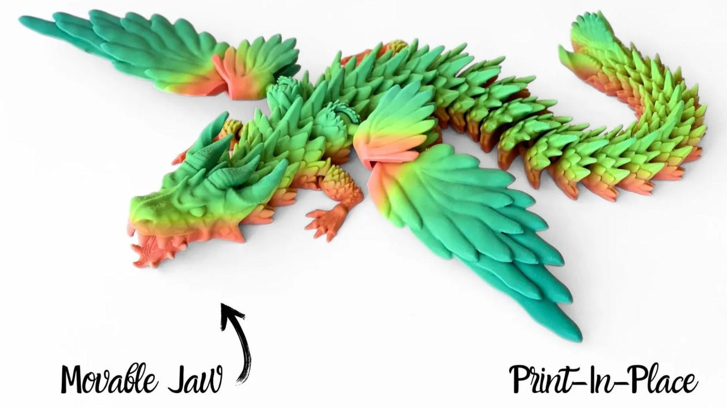 Articulated Flexi Dragon STL – Beweglicher Drache mit Kiefer & Flügeln