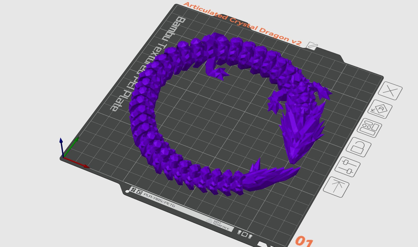 Crystal Flexi Dragon STL – Beweglicher Kristall-Drache zum 3D-Drucken