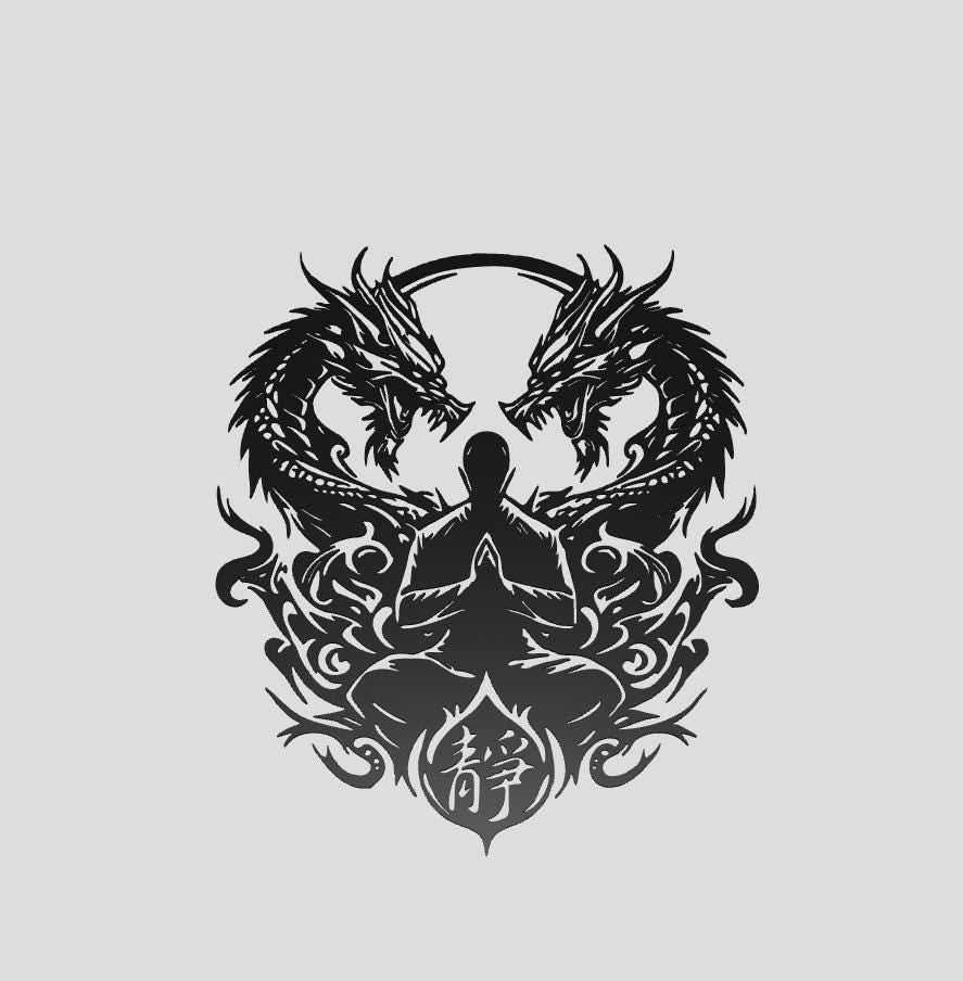 Zen Dragon Wall Art STL – Flat 3D Printable Chinese Style Decor