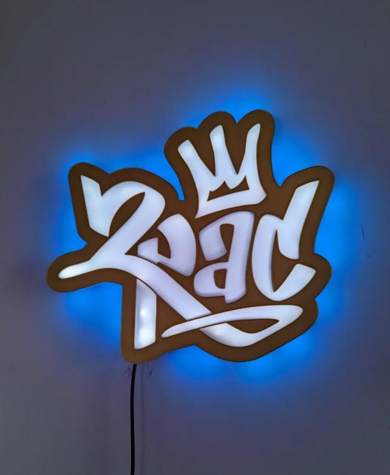 2Pac Rapper Wall Lamp STL – DIY 3D Printable LED Light with Multiple Versions