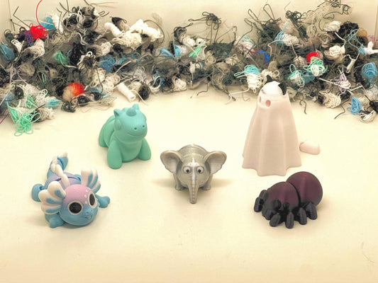 Cute Flexi Animal STL Set – Unicorn, Cat Ghost, Elephant, Axolotl & Mini Spider