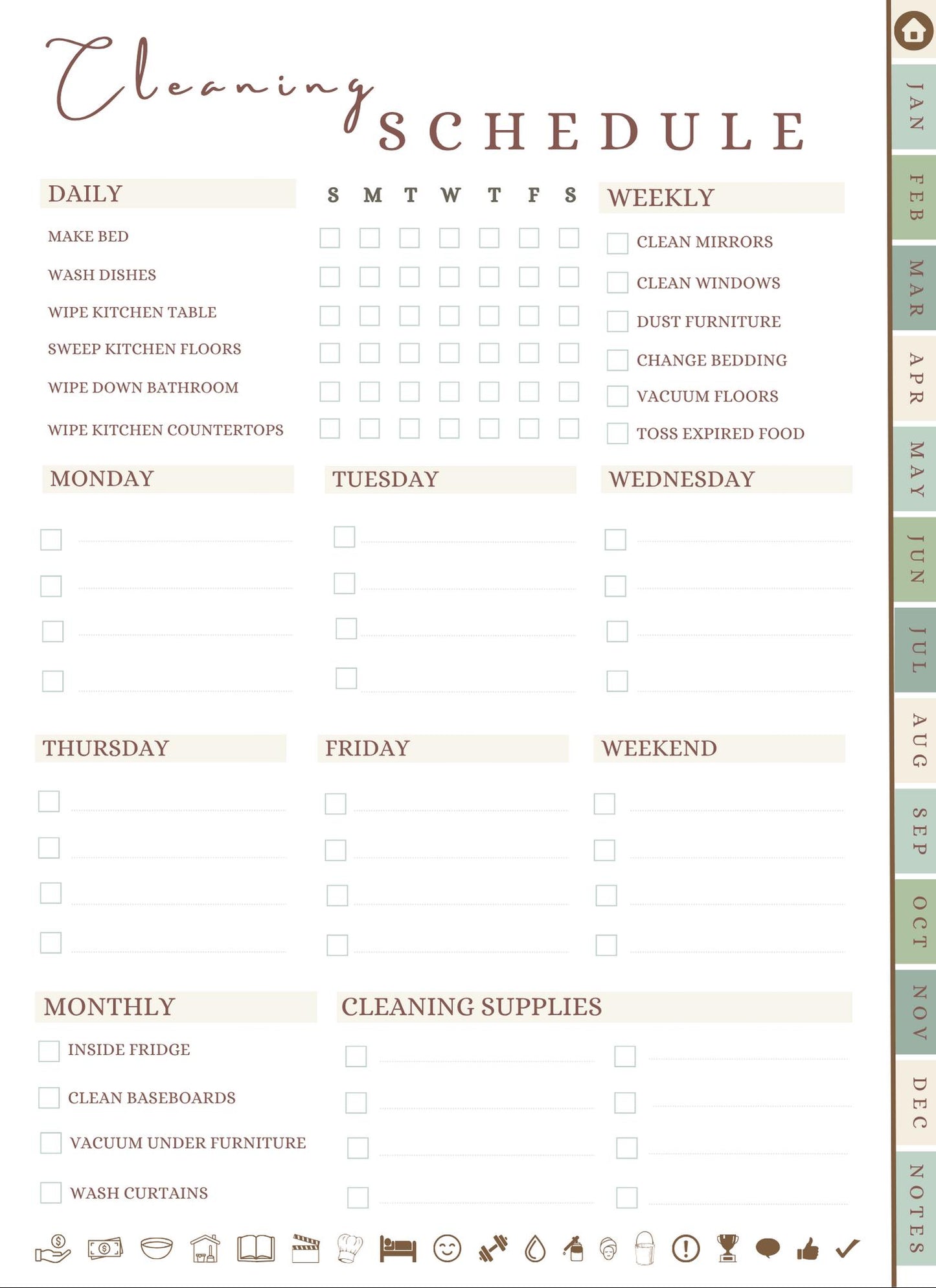 Undatiert 72‑Seiten Life und Weekly Digital Planner PDF – interaktiv & wieder verwendbar für GoodNotes, Notability auf iPad und Tablet 2026