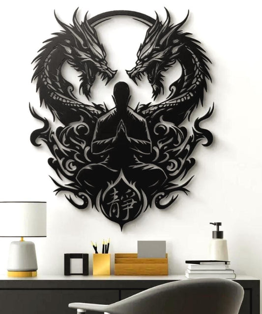 Zen Dragon Wall Art STL – Flat 3D Printable Chinese Style Decor