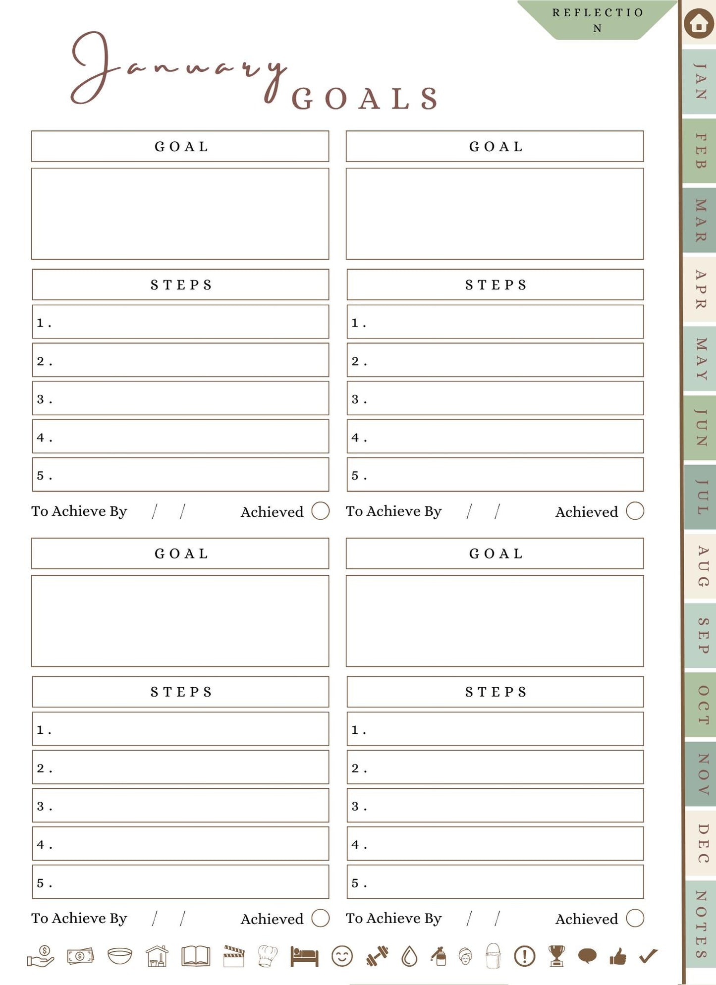 Undatiert 72‑Seiten Life und Weekly Digital Planner PDF – interaktiv & wieder verwendbar für GoodNotes, Notability auf iPad und Tablet 2026