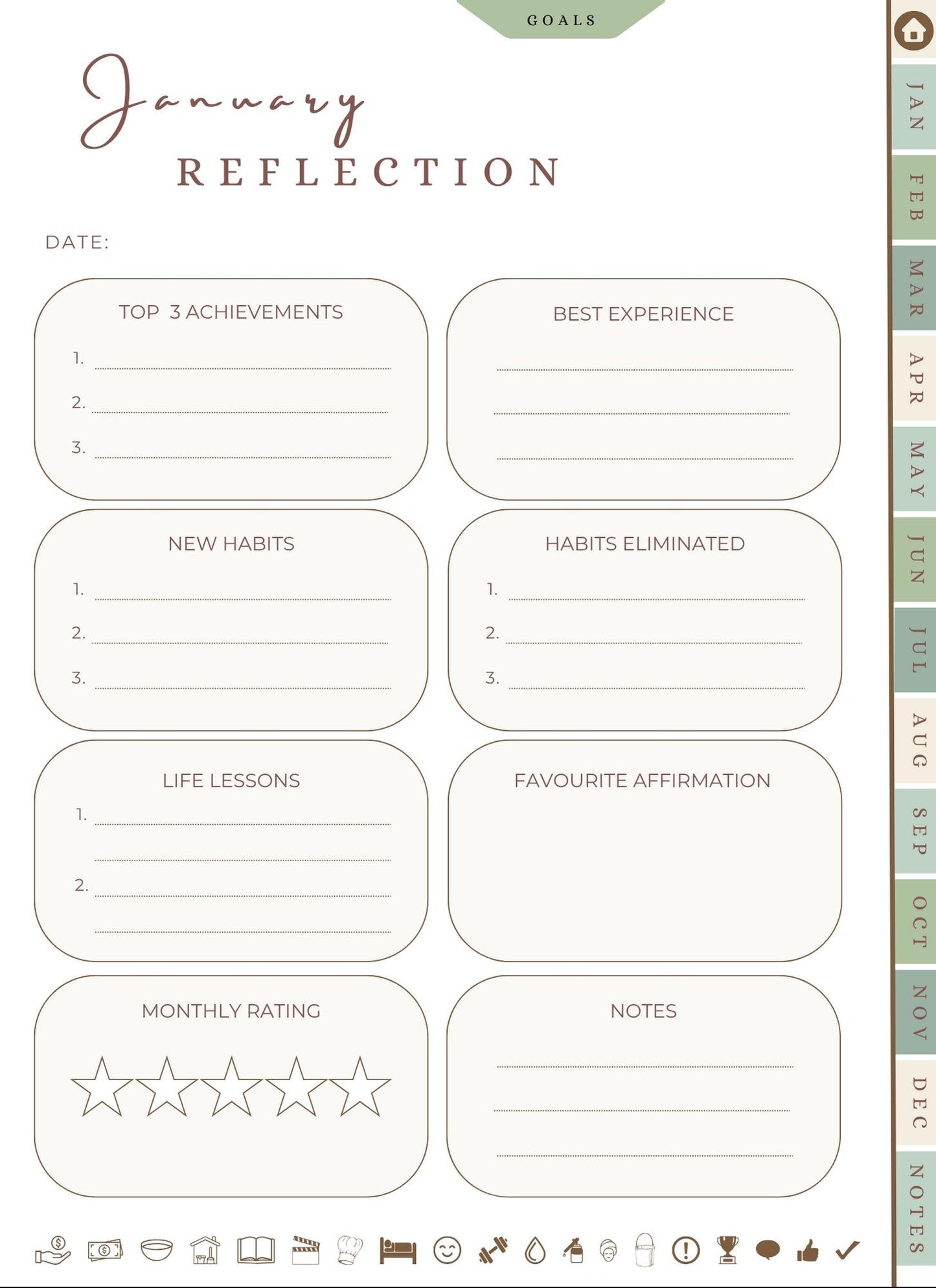 Undatiert 72‑Seiten Life und Weekly Digital Planner PDF – interaktiv & wieder verwendbar für GoodNotes, Notability auf iPad und Tablet 2026