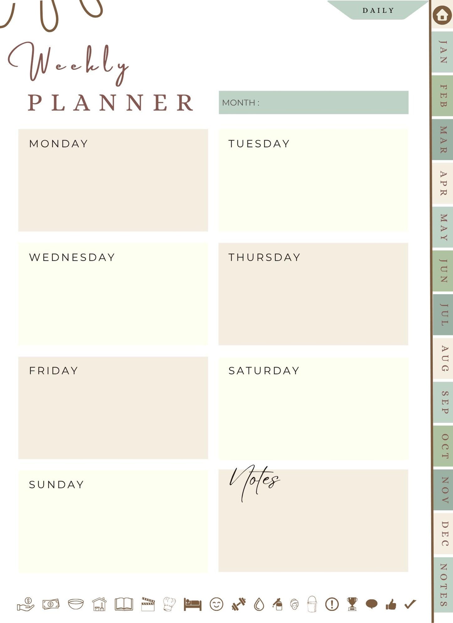 Undatiert 72‑Seiten Life und Weekly Digital Planner PDF – interaktiv & wieder verwendbar für GoodNotes, Notability auf iPad und Tablet 2026
