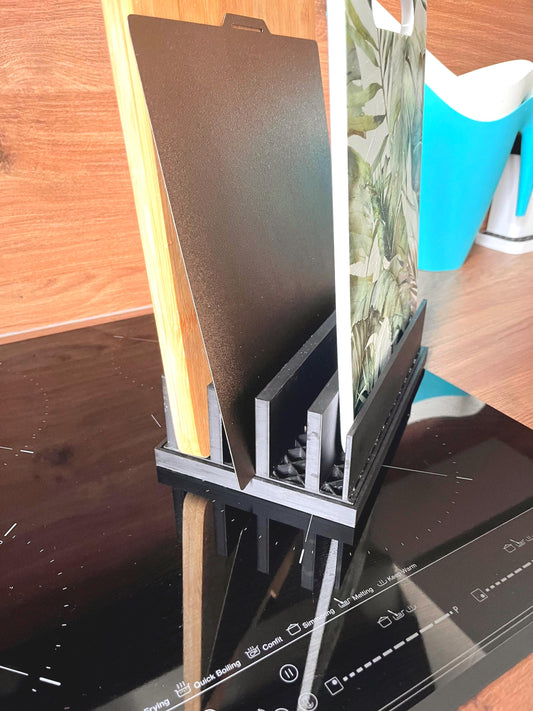 Printable Kitchen Organizer with Drip Tray - STL File for Cutting Boards & Utensils - 3D Printable Kitchen Gadget