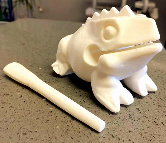 3D Printable Frog Guiro STL – Sound Frog with Stick for Percussion Fun